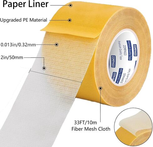Double Sided Duct Tape Heavy Duty Adhesive Cloth Tape Waterproof Tape for Fabric Carpet,DIY Projects and Clothes Repairs,Easily Tears No Sewing or Ironing Required,White Duct Tape,1.18inx66FT in Saudi Arabia