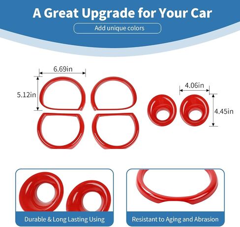 for Challenger Headlight Cover Fog Light Trim Fit for Dodge Challenger 2015 up Red Exterior Accessories 6pcs in Saudi Arabia