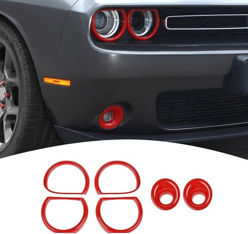 for Challenger Headlight Cover Fog Light Trim Fit for Dodge Challenger 2015 up Red Exterior Accessories 6pcs in Saudi Arabia