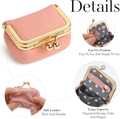Mini Travel Jewelry Box, Genuine Leather Mini Jewelry Case, Vintage-Inspired Coin Purse Portable Jewelries Organizer for Women Rings Earrings Necklace Bracelets Storage in Kuwait