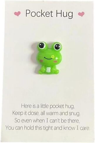 Pocket Hug Frog Token and Heart with Cards ، Wonting Thinking you Gift ، بطاقة تشجيع مجموعة للأصدقاء/العائلة | الحلي الضفدع ، هدية دعم الدعم الملهم in Saudi Arabia