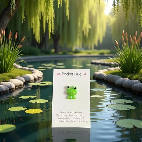 Pocket Hug Frog Token and Heart with Cards ، Wonting Thinking you Gift ، بطاقة تشجيع مجموعة للأصدقاء/العائلة | الحلي الضفدع ، هدية دعم الدعم الملهم in Saudi Arabia
