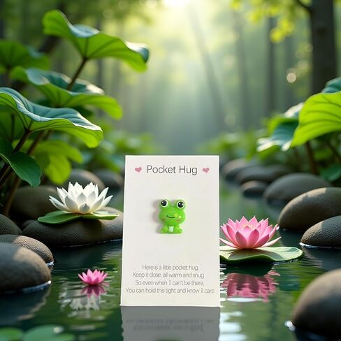 Pocket Hug Frog Token and Heart with Cards ، Wonting Thinking you Gift ، بطاقة تشجيع مجموعة للأصدقاء/العائلة | الحلي الضفدع ، هدية دعم الدعم الملهم in Saudi Arabia