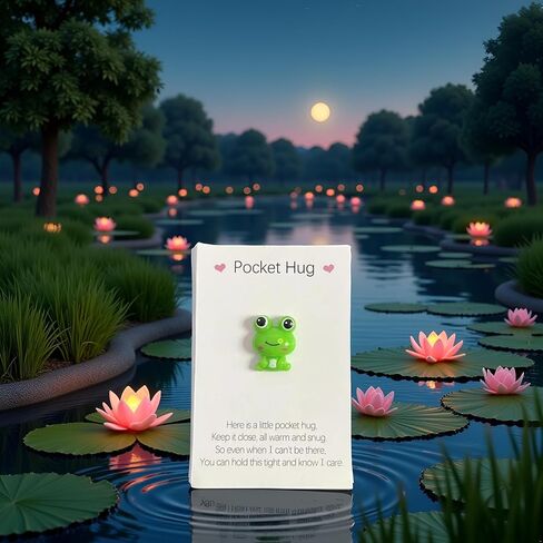 Pocket Hug Frog Token and Heart with Cards ، Wonting Thinking you Gift ، بطاقة تشجيع مجموعة للأصدقاء/العائلة | الحلي الضفدع ، هدية دعم الدعم الملهم in Saudi Arabia