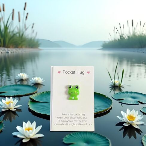Pocket Hug Frog Token and Heart with Cards ، Wonting Thinking you Gift ، بطاقة تشجيع مجموعة للأصدقاء/العائلة | الحلي الضفدع ، هدية دعم الدعم الملهم in Saudi Arabia