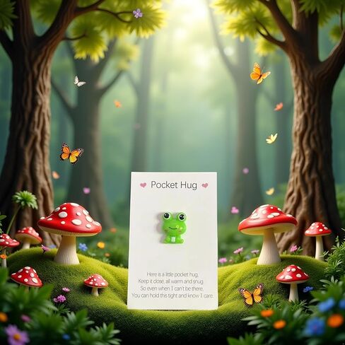 Pocket Hug Frog Token and Heart with Cards ، Wonting Thinking you Gift ، بطاقة تشجيع مجموعة للأصدقاء/العائلة | الحلي الضفدع ، هدية دعم الدعم الملهم in Saudi Arabia