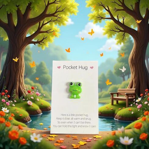 Pocket Hug Frog Token and Heart with Cards ، Wonting Thinking you Gift ، بطاقة تشجيع مجموعة للأصدقاء/العائلة | الحلي الضفدع ، هدية دعم الدعم الملهم in Saudi Arabia