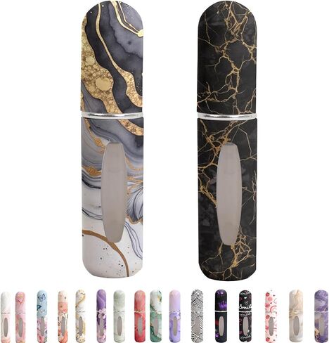 Perfume Travel Refillable Bottle– Portable Mini Sprayer,Empty Perfume Bottles with Unique Patterns,Refill Pump Case for Traveling and Outgoing,2 Pcs Pack of 5 ml(White and Pink) in Kuwait