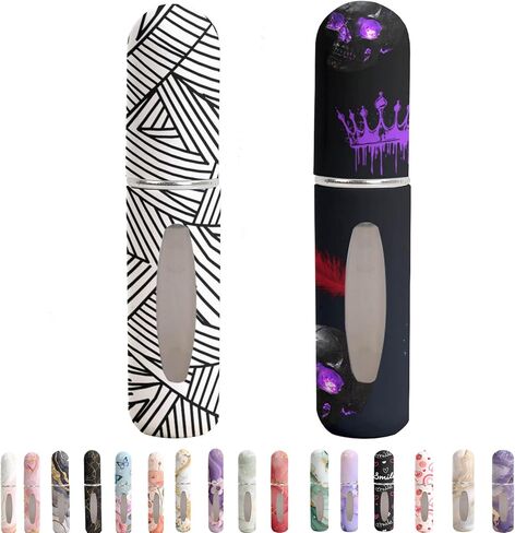 Perfume Travel Refillable Bottle– Portable Mini Sprayer,Empty Perfume Bottles with Unique Patterns,Refill Pump Case for Traveling and Outgoing,2 Pcs Pack of 5 ml(White and Pink) in Kuwait