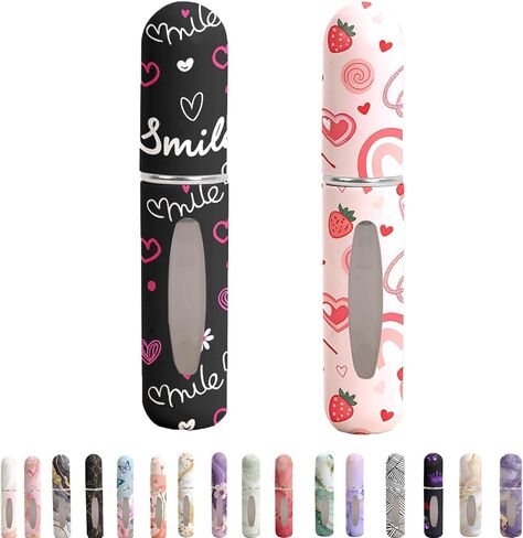Perfume Travel Refillable Bottle– Portable Mini Sprayer,Empty Perfume Bottles with Unique Patterns,Refill Pump Case for Traveling and Outgoing,2 Pcs Pack of 5 ml(White and Pink) in Kuwait