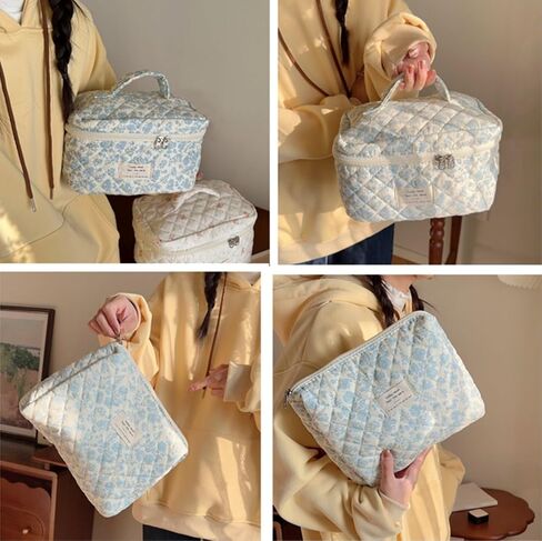 مجموعة أكياس مكياج من القطن 3pcs ، وأكياس الماكياج الزهرية اللطيفة ، و coquette كبيرة الماكياج كيس مستحضرات التجميل. in Kuwait