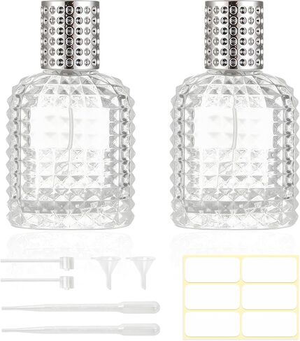 2 Pack 50ml Refillable Spray Perfume Bottles, Empty Clear Perfume Atomizer, Portable Perfume Mist Spray Bottle Travel Perfume Dispenser (50ML, Gold & Silver) in Kuwait