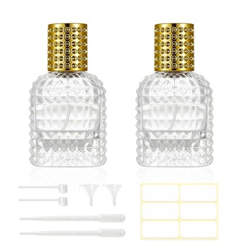 2 Pack 50ml Refillable Spray Perfume Bottles, Empty Clear Perfume Atomizer, Portable Perfume Mist Spray Bottle Travel Perfume Dispenser (50ML, Gold & Silver) in Kuwait