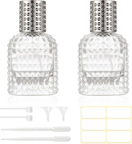 2 Pack 50ml Refillable Spray Perfume Bottles, Empty Clear Perfume Atomizer, Portable Perfume Mist Spray Bottle Travel Perfume Dispenser (50ML, Gold & Silver) in Kuwait