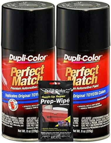 Dupli-Color Black Sand Pearl Exact-Match Automotive Paint for Toyota Vehicles - 8 oz, Bundles Prep Wipe (3 Items) in Saudi Arabia