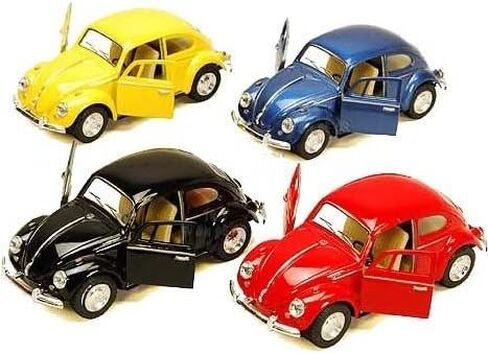 KiNSMART - 1967 Volkswagen Classic Beetle 5 Inch 1:32 Scale Die Cast Metal Model Happy Hippy Flower Power Set Of 4 w/ Surfboard in Kuwait