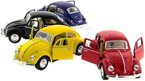 KiNSMART - 1967 Volkswagen Classic Beetle 5 Inch 1:32 Scale Die Cast Metal Model Happy Hippy Flower Power Set Of 4 w/ Surfboard in Kuwait