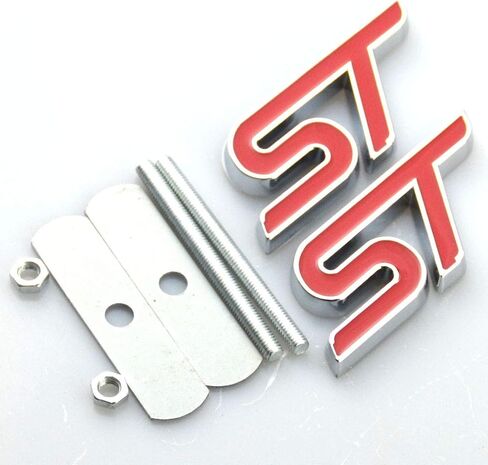 2PCS ST Grille Emblems ، شارة صائق معدني + استبدال ملصق الخلفي للسيارات العالمية (أحمر) in Kuwait