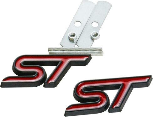 2PCS ST Grille Emblems ، شارة صائق معدني + استبدال ملصق الخلفي للسيارات العالمية (أحمر) in Kuwait