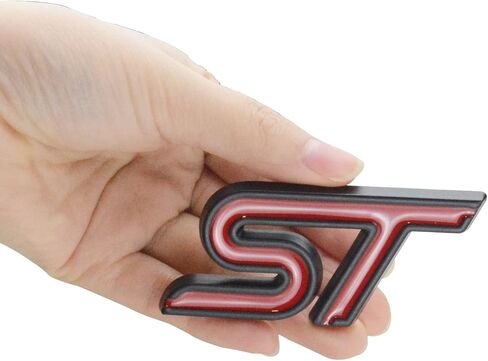 2PCS ST Grille Emblems ، شارة صائق معدني + استبدال ملصق الخلفي للسيارات العالمية (أحمر) in Kuwait