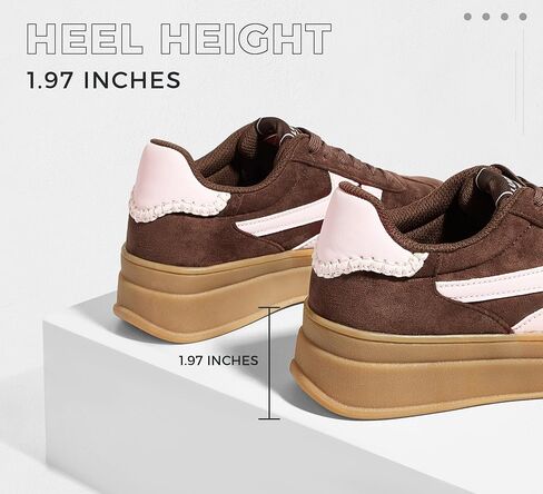 LUCKY STEP Platform Sneakers for Women Fashion Retro Thick Rubber Gum Sole Comfortable Tennis Skate Trainer Classic Walking Shoes Casual Streetwear in Saudi Arabia