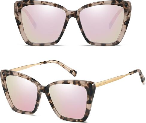 نظارة شمسية للنساء للنساء ، وارتفعت uv400 العصرية الوردي عكس/التدرج/السوداء السوداء in Kuwait