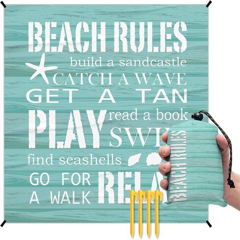 شاطئ حوت الجيب البطانيات ، الأزرق المحيط الساحلي Mini Beach Camping بطانية مقاومة للرمال ، البحر الريفي RV في الهواء الطلق هدايا حصيرة للهدية للهدوء Camper Campsite 55x60in in Kuwait