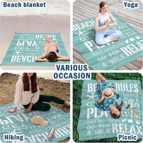 شاطئ حوت الجيب البطانيات ، الأزرق المحيط الساحلي Mini Beach Camping بطانية مقاومة للرمال ، البحر الريفي RV في الهواء الطلق هدايا حصيرة للهدية للهدوء Camper Campsite 55x60in in Kuwait