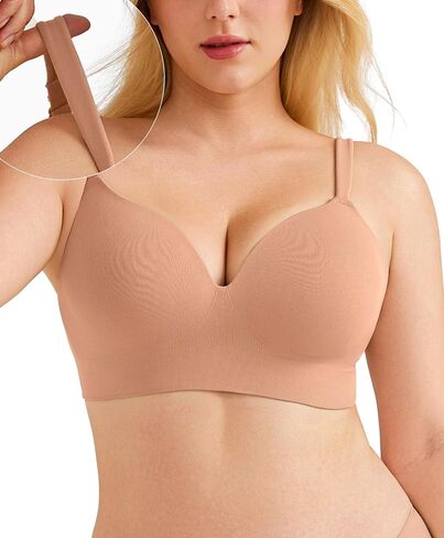 Popilush Push Up Bra Seamfless بالإضافة إلى حمالات الصدر للحجم للنساء الأكبر سناً لا توجد راحة تغطية كاملة في الأسلاك in Saudi Arabia