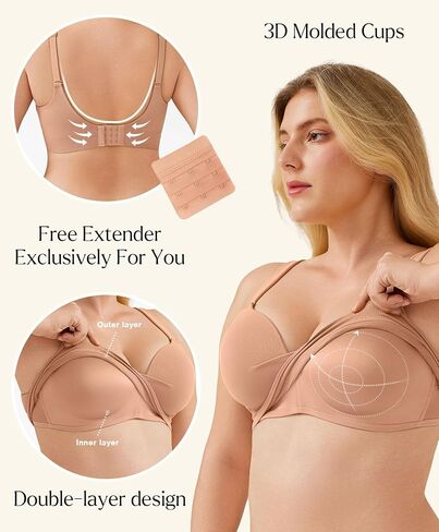 Popilush Push Up Bra Seamfless بالإضافة إلى حمالات الصدر للحجم للنساء الأكبر سناً لا توجد راحة تغطية كاملة في الأسلاك in Saudi Arabia