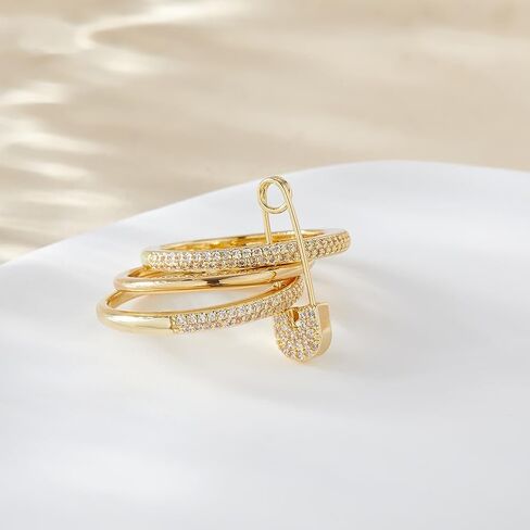 Silver & Gold Stackable Rings for Women Non Tarnish Statement Ring Set Dainty 14k Gold Plated Cz Cubic Zirconia Wedding Rings Chunky Thumb Ring Unique Jewelry Gift Women in Kuwait