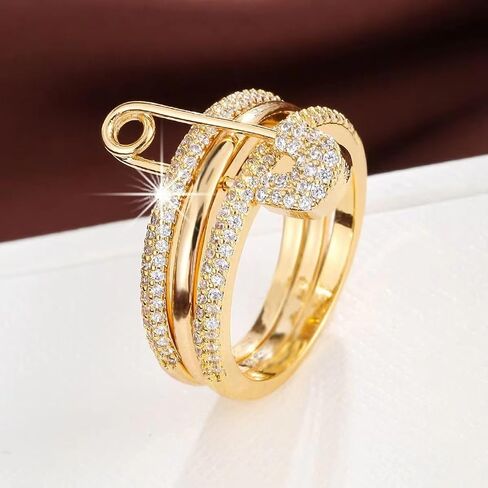 Silver & Gold Stackable Rings for Women Non Tarnish Statement Ring Set Dainty 14k Gold Plated Cz Cubic Zirconia Wedding Rings Chunky Thumb Ring Unique Jewelry Gift Women in Kuwait