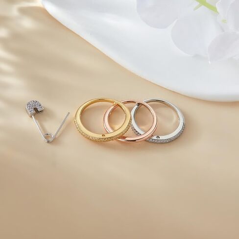 Silver & Gold Stackable Rings for Women Non Tarnish Statement Ring Set Dainty 14k Gold Plated Cz Cubic Zirconia Wedding Rings Chunky Thumb Ring Unique Jewelry Gift Women in Kuwait