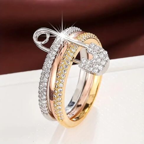 Silver & Gold Stackable Rings for Women Non Tarnish Statement Ring Set Dainty 14k Gold Plated Cz Cubic Zirconia Wedding Rings Chunky Thumb Ring Unique Jewelry Gift Women in Kuwait