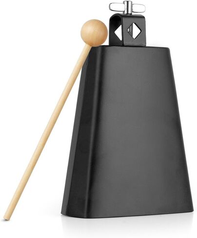 Vangoa 4 Inch Steel Cowbell with Stick, Noise Makers Hand Bell Cheering Bell for Sports Events Solid School Bells Percussion Cowbells for Drum Set, Gold in Kuwait