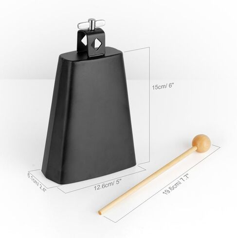 Vangoa 4 Inch Steel Cowbell with Stick, Noise Makers Hand Bell Cheering Bell for Sports Events Solid School Bells Percussion Cowbells for Drum Set, Gold in Kuwait