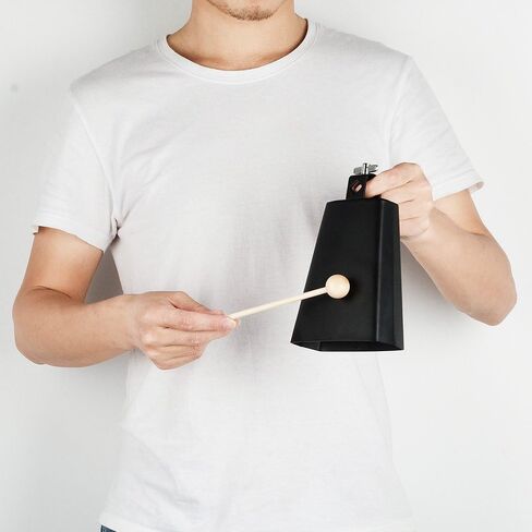 Vangoa 4 Inch Steel Cowbell with Stick, Noise Makers Hand Bell Cheering Bell for Sports Events Solid School Bells Percussion Cowbells for Drum Set, Gold in Kuwait