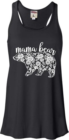 Go All Out Womens Flower Mama Bear Cute Fashion Mother's Day Sleeveless Tank Top T-Shirt in Saudi Arabia