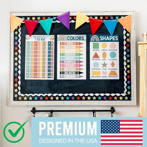 Hadley Designs 4 Farmhouse Pre K & Kindergarten Homeschool Supplies - ABC Chart, Number Chart 1-100 For Kids For Wall, Color Posters For Classroom Posters Preschool, Preschool Learning Posters... in Saudi Arabia