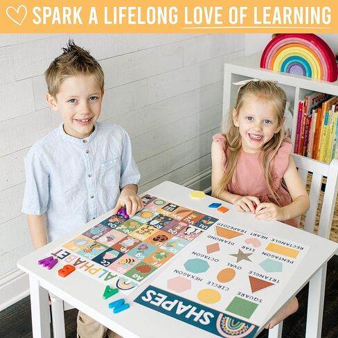 Hadley Designs 4 Farmhouse Pre K & Kindergarten Homeschool Supplies - ABC Chart, Number Chart 1-100 For Kids For Wall, Color Posters For Classroom Posters Preschool, Preschool Learning Posters... in Saudi Arabia