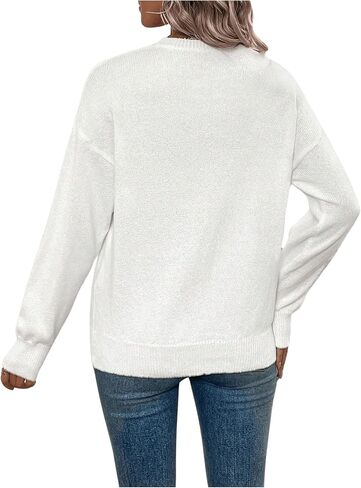 SweatyRocks Women's American Flag Print Long Sleeve Sweater Casual Loose Knit Round Neck Pullover Top in Saudi Arabia