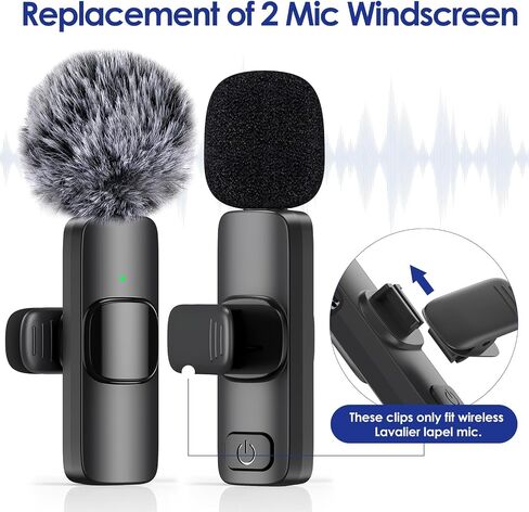 Mini Wireless Furry Windscreen & Foam Cover Set for Lavalier Microphone, Foam Mic Cover with Clips to Reduce Wind Noise, Washable and Windproof Lapel Mic Windscreen Muff (9 Pack) in Kuwait