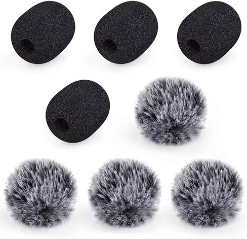 Mini Wireless Furry Windscreen & Foam Cover Set for Lavalier Microphone, Foam Mic Cover with Clips to Reduce Wind Noise, Washable and Windproof Lapel Mic Windscreen Muff (9 Pack) in Kuwait