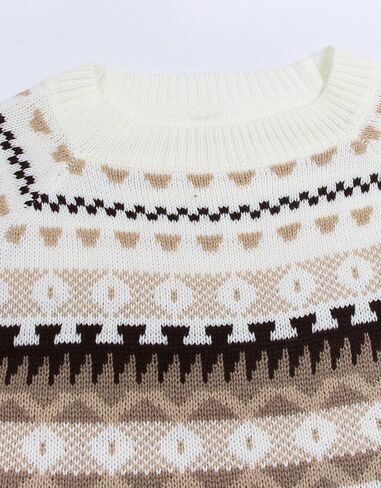 Alsol Lamesa Women's Fair Isle Sweater Casual Crewneck Long Sleeve Heart Sweater Vintage Knit Jumper Tops in Kuwait