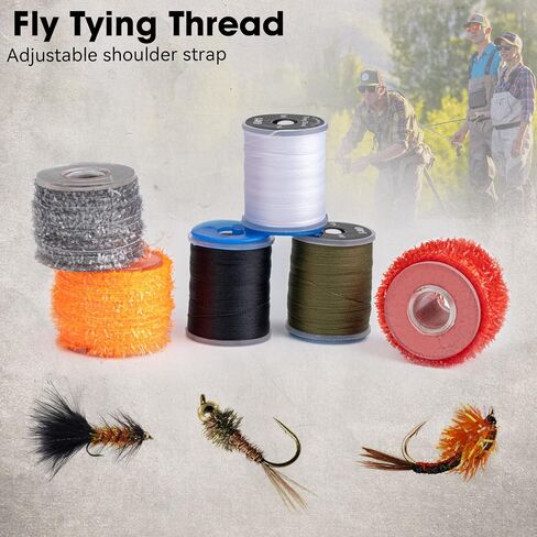 Qualyqualy Fly Tying Kit مع ذبابة ربط بوكية ملزمة ، مقص ، سوط النهاية ، أدوات صيد الأسماك الكاملة المحددة للمبتدئين والمحترفين in Kuwait