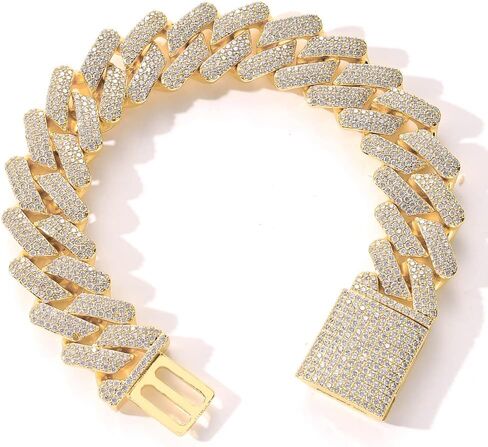 Iced Out Bracelet for Men Cuban Link Bracelet 20mm 18k Gold 5A+ Cubic Zirconia Bracelet Hip Hop Rapper Jewelry Giftting for Men in Saudi Arabia