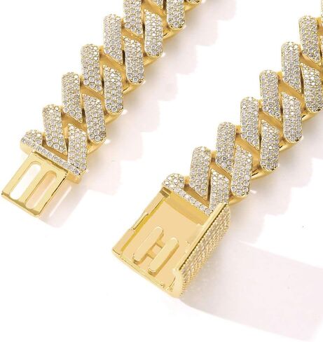 Iced Out Bracelet for Men Cuban Link Bracelet 20mm 18k Gold 5A+ Cubic Zirconia Bracelet Hip Hop Rapper Jewelry Giftting for Men in Saudi Arabia