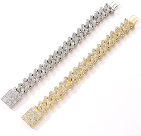 Iced Out Bracelet for Men Cuban Link Bracelet 20mm 18k Gold 5A+ Cubic Zirconia Bracelet Hip Hop Rapper Jewelry Giftting for Men in Saudi Arabia