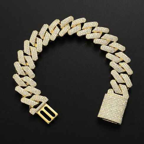 Iced Out Bracelet for Men Cuban Link Bracelet 20mm 18k Gold 5A+ Cubic Zirconia Bracelet Hip Hop Rapper Jewelry Giftting for Men in Saudi Arabia
