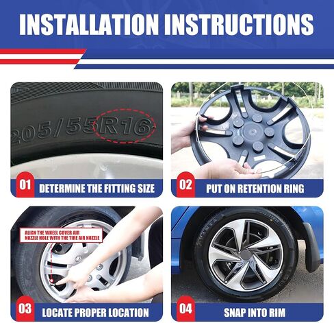 16" Hubcaps, 16 inch Wheel Rims Cover for 2008-2012 Honda Accord Sedan, R16 Steel Wheels Hub Caps, Bolt On Installation Wheel Cover, 4 Packs, Lacquer in Kuwait